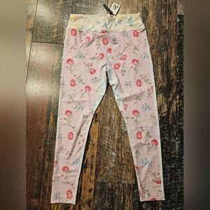AMPERSAND AVE Pink, Cream and Yellow Floral Leggings, Size XL